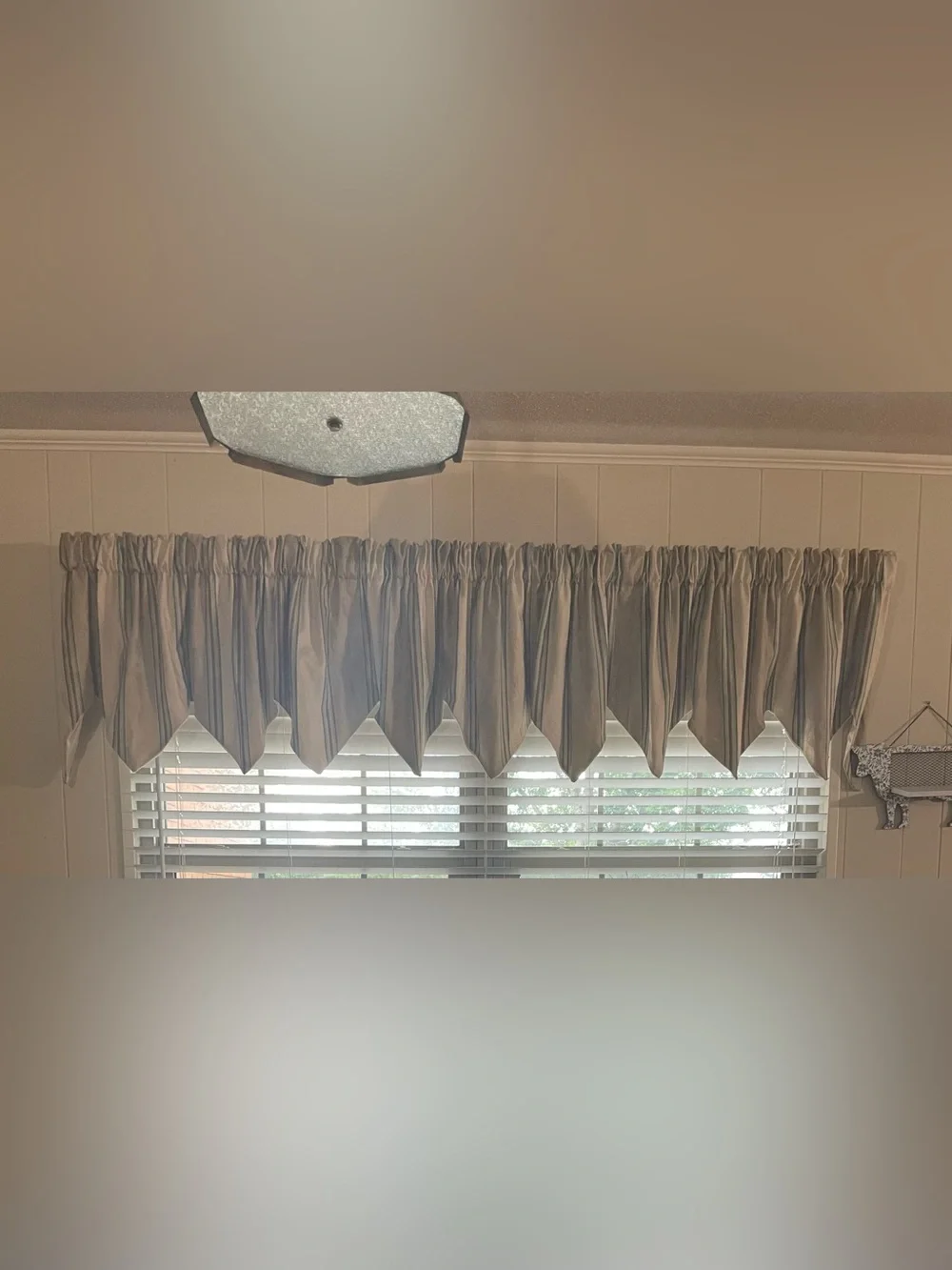 Waverly Valance Curtains Y2K neutral stripes scalloped 156”x18”